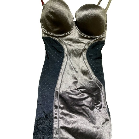 Scandale Lingerie Black Lace satin padded underwired Negligee nightgown bra 36DD - Picture 1 of 14